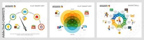 Colorful basketball and finance concept infographic charts set. Business design elements for presentation slide templates. For corporate report, advertising, leaflet layout and poster design.