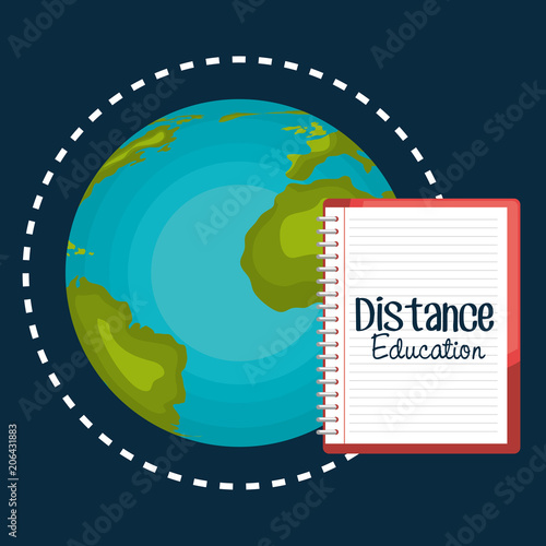 on line education with world planet vector illustration design