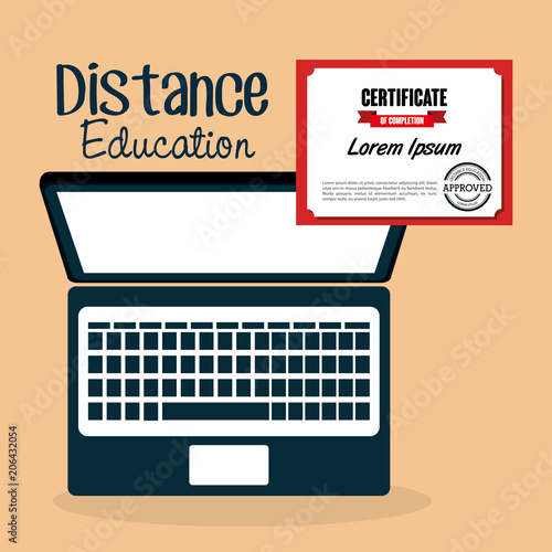 on line education with laptop vector illustration design