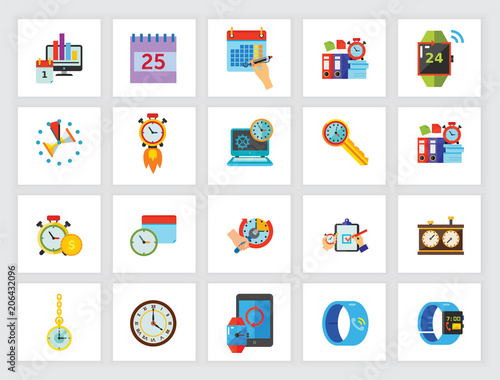 Managing time effectively icon set. Can be used for topics like appointment, deadline, controlling time, schedule