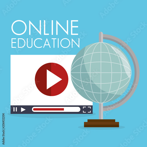 on line education with world planet vector illustration design