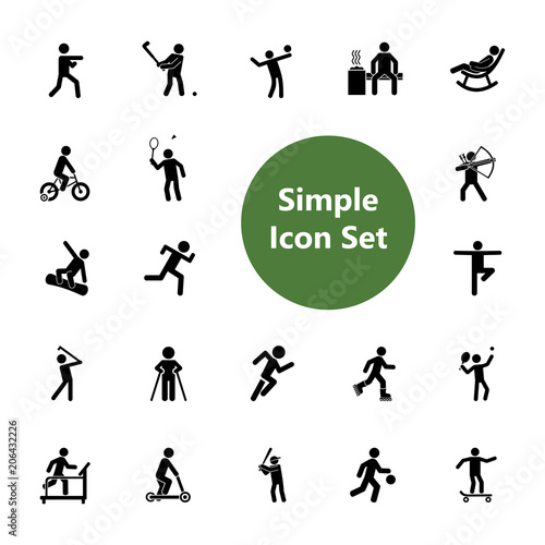 Icon set of active people. Sport, leisure, fitness. Activity concept. For topics like healthy lifestyle, professional sport, outdoor activities