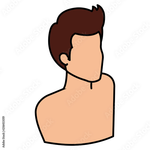 young man shirtless avatar character vector illustration design