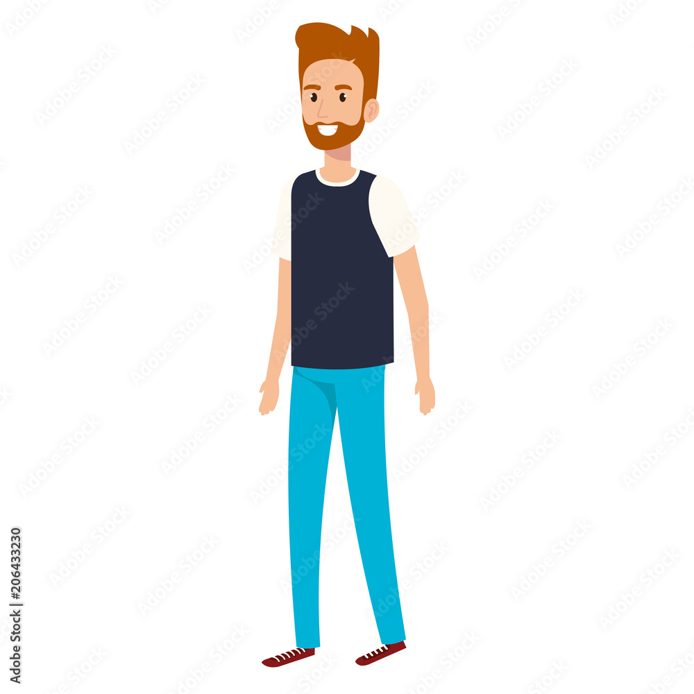 young man avatar character vector illustration design