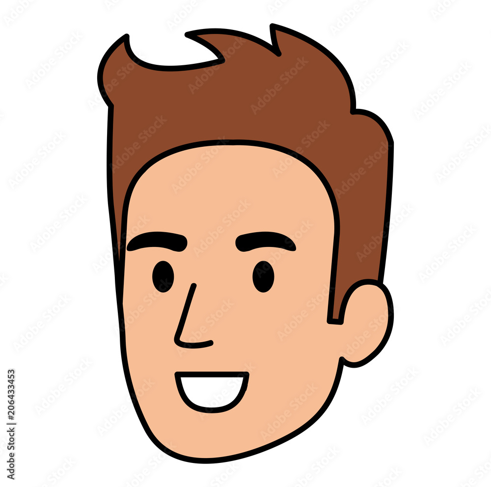 young man head avatar character vector illustration design