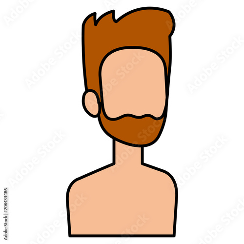 young man shirtless avatar character vector illustration design