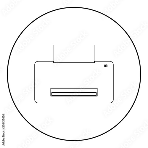 Printer icon black color in circle