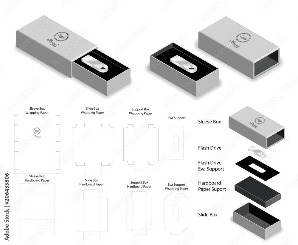 rigid box for flash drive packaging die-cut mockup rigid box for flash drive packaging die-cut mockup