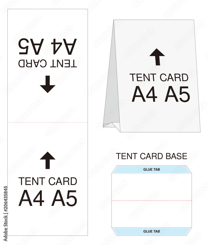 acre partij spons tent card A4 A5 size mock up die-cut Stock Vector | Adobe Stock
