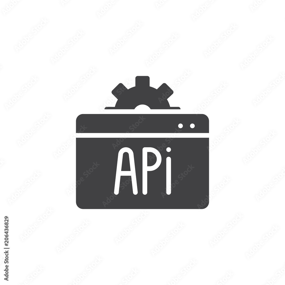 Web API vector icon. filled flat sign for mobile concept and web design. Application programming interface solid icon. Symbol, logo illustration. Vector graphics Web API vector icon. filled flat sign for mobile concept and web design. Application programming interface solid icon. Symbol, logo illustration. Vector graphics