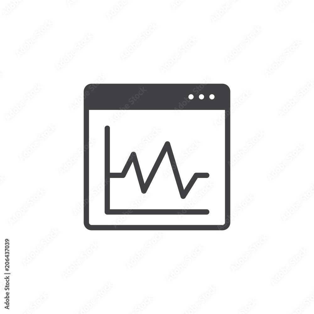 Graphic diagram on browser window vector icon. filled flat sign for mobile concept and web design. Analysis window simple solid icon. Symbol, logo illustration. Pixel perfect vector graphics Graphic diagram on browser window vector icon. filled flat sign for mobile concept and web design. Analysis window simple solid icon. Symbol, logo illustration. Pixel perfect vector graphics