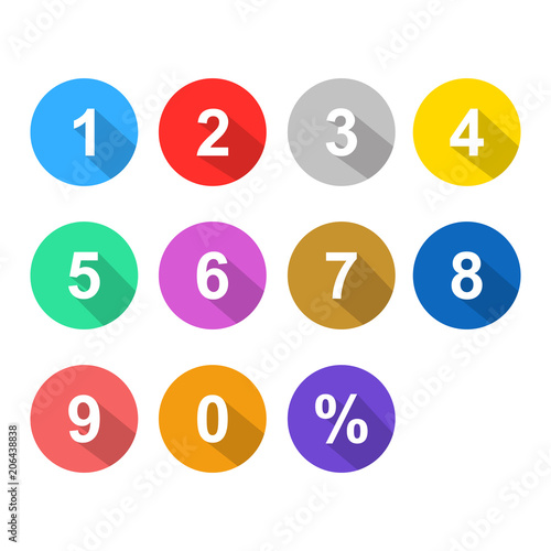 colorful number icon set isolated vector