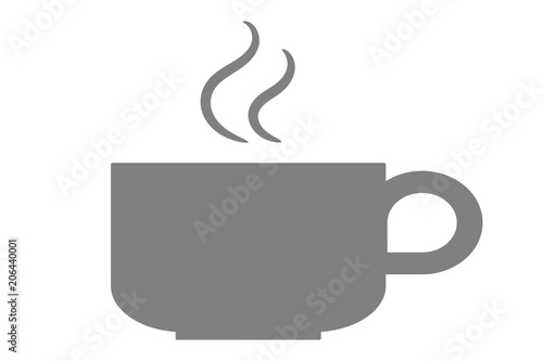 Cup of hot coffee with steam. Vector icon.