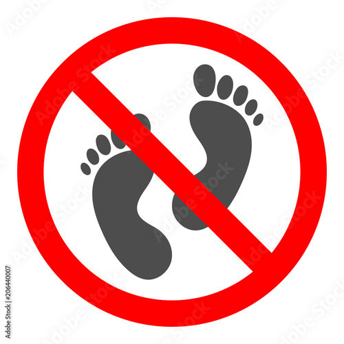 No barefoot sign. Do not walk or stand here sign. Vector icon.