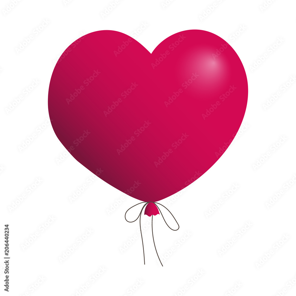 Pink heart shape helium balloon. Vector illustration.
