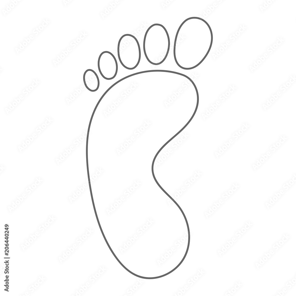 Human Footprint Barefoot Left Foot Outline Vector Stock Vector