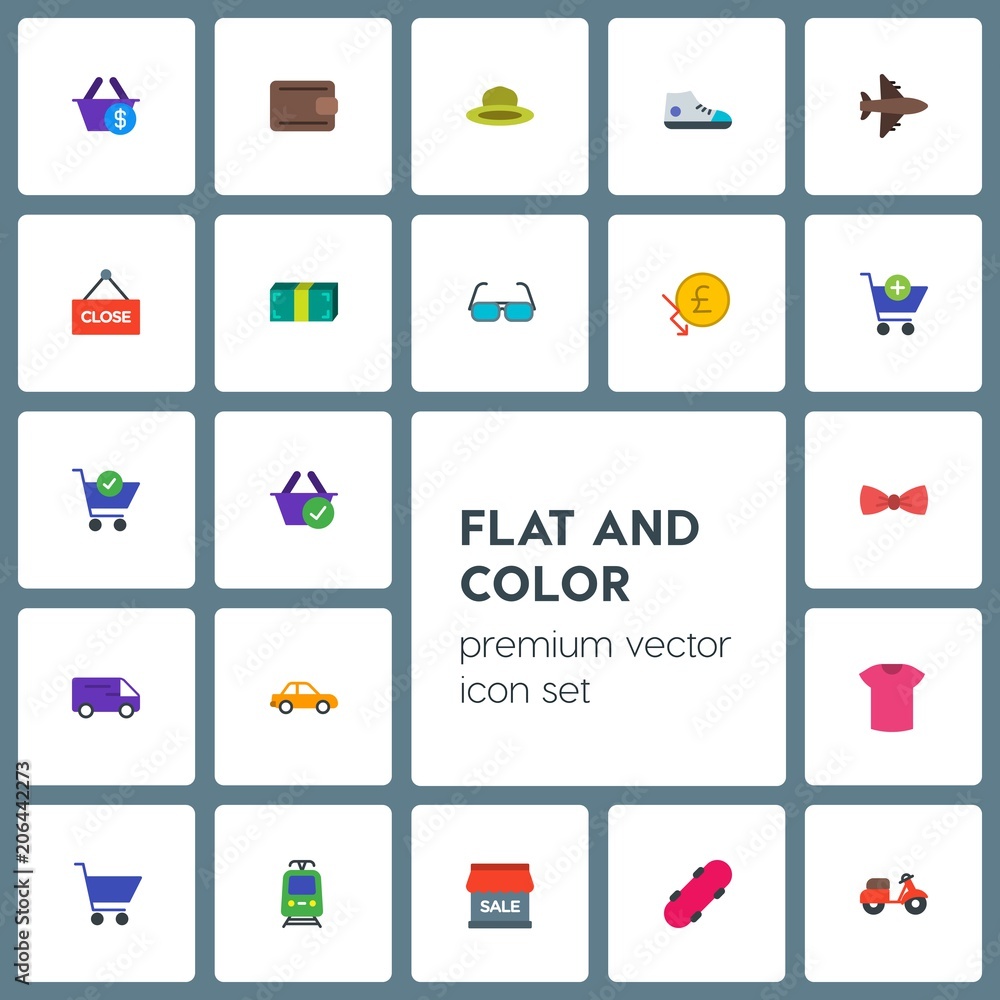 Modern Simple Set of transports, clothes, money, shopping Vector flat Icons. Contains such Icons as  brown, template,  sedan,  food,  sale and more on grey background. Fully Editable. Pixel Perfect