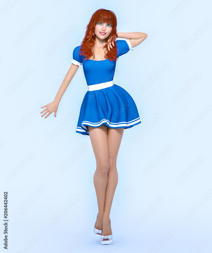 3D beautiful young attractive girl blue dress.Woman studio photography.High heel.Conceptual fashion art.Seductive candid pose.Realistic render.Summer collection clothes
3D beautiful young attractive girl blue dress.Woman studio photography.High heel.Conceptual fashion art.Seductive candid pose.Realistic render.Summer collection clothes