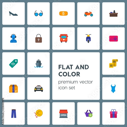 Modern Simple Set of transports, clothes, money, shopping Vector flat Icons. Contains such Icons as  high,  police, car,  ocean, ship,  graph and more on grey background. Fully Editable. Pixel Perfect