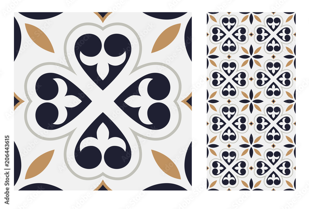 vintage tiles patterns antique seamless design in Vector illustration ...