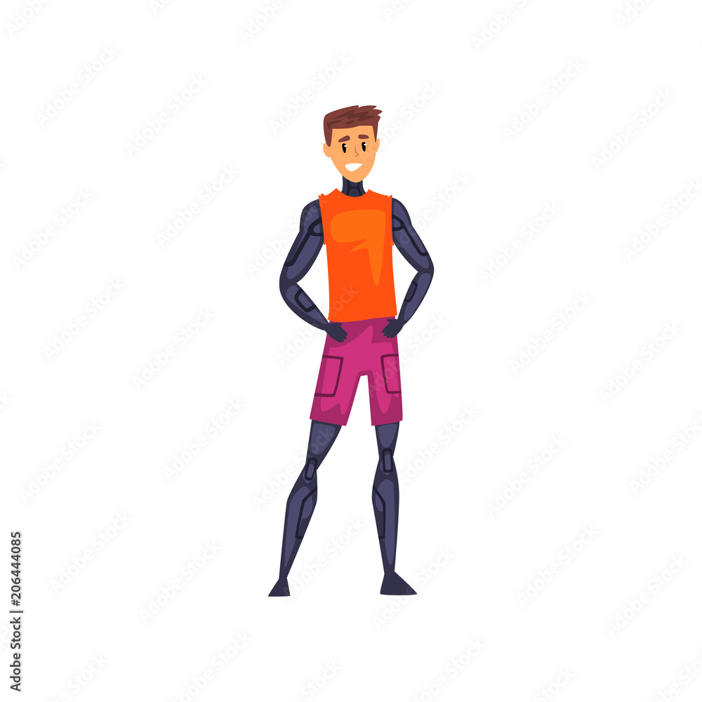 Man from the future in futuristic clothing vector Illustration on a white background Man from the future in futuristic clothing vector Illustration on a white background