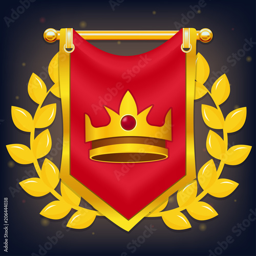 Red Knight Flag with Crown and Laurel