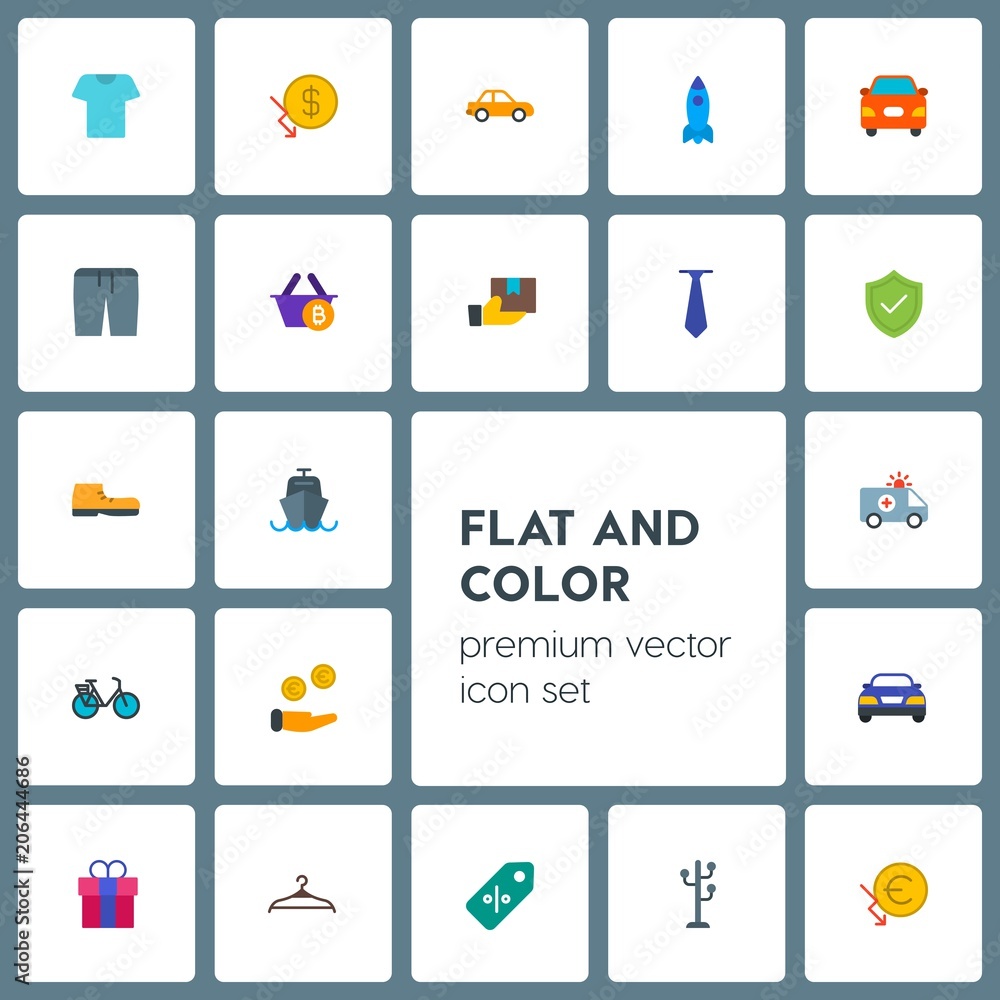 Modern Simple Set of transports, clothes, money, shopping Vector flat Icons. Contains such Icons as  car,  usd,  science, hanger,  vehicle and more on grey background. Fully Editable. Pixel Perfect
