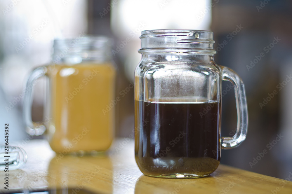 Two cold coffees on the coffee house table. Two cold coffees on the coffee house table.