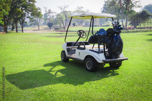 Golf car on the golf course