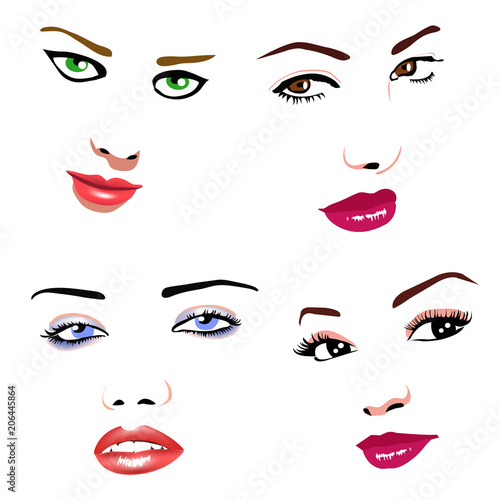 set of women faces icons