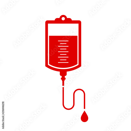 Red blood bag vector icon
