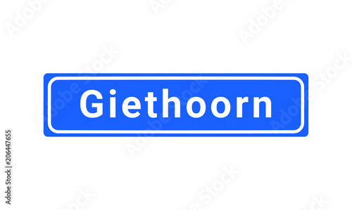 Blue And White City Sign Of Giethoorn