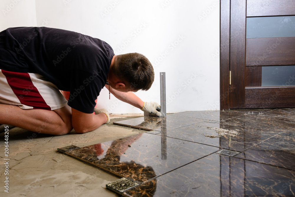 Installed Floor Tile Stock Photo, Do I Need To Level My Floor Before Tiling