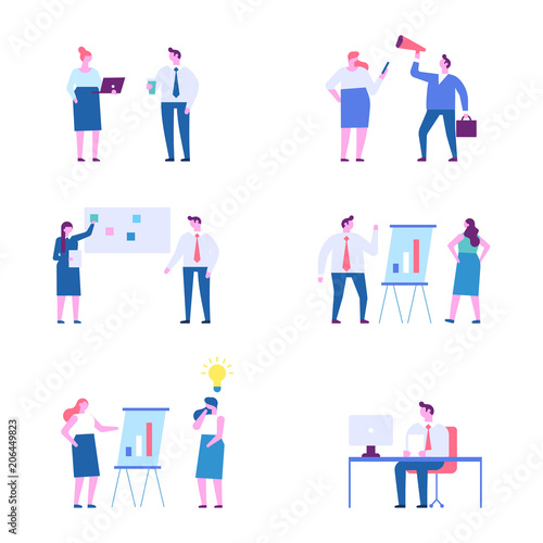 Wallpaper Mural Business people character set. Teamwork. Working together in the company. Brainstorming, searching for new ideas solutions. Flat vector illustration isolated on white. Torontodigital.ca