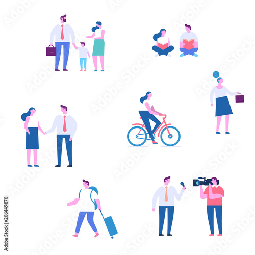 Different people characters. Flat vector illustration isolated on white. 