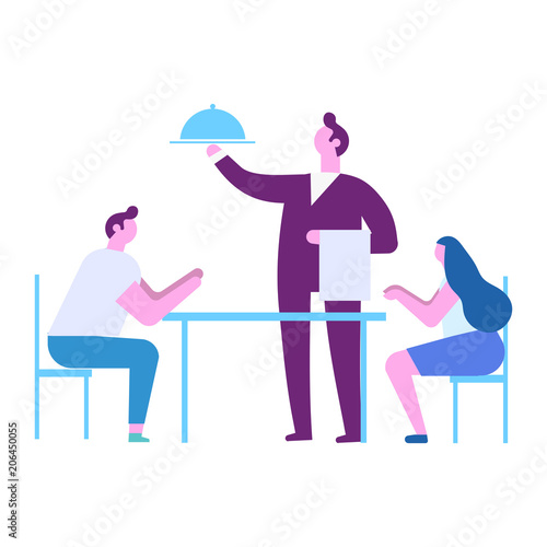 Waiter flat vector character