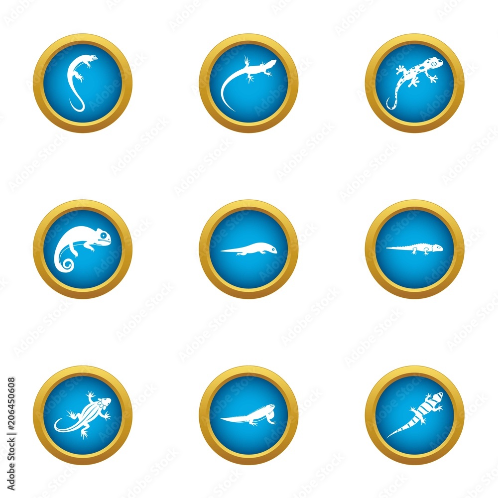 World of lizard icons set. Flat set of 9 world of lizard vector icons for web isolated on white background World of lizard icons set. Flat set of 9 world of lizard vector icons for web isolated on white background