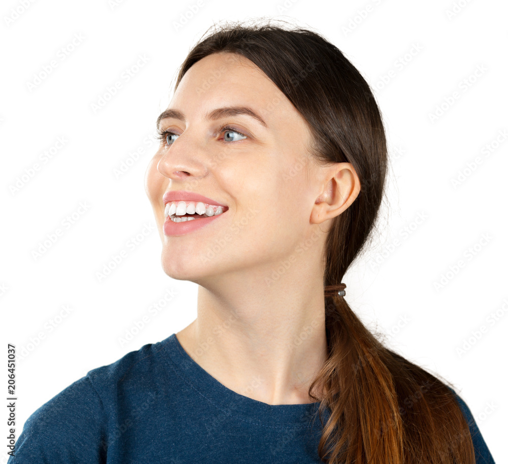 Smiling young woman isolated on white Smiling young woman isolated on white