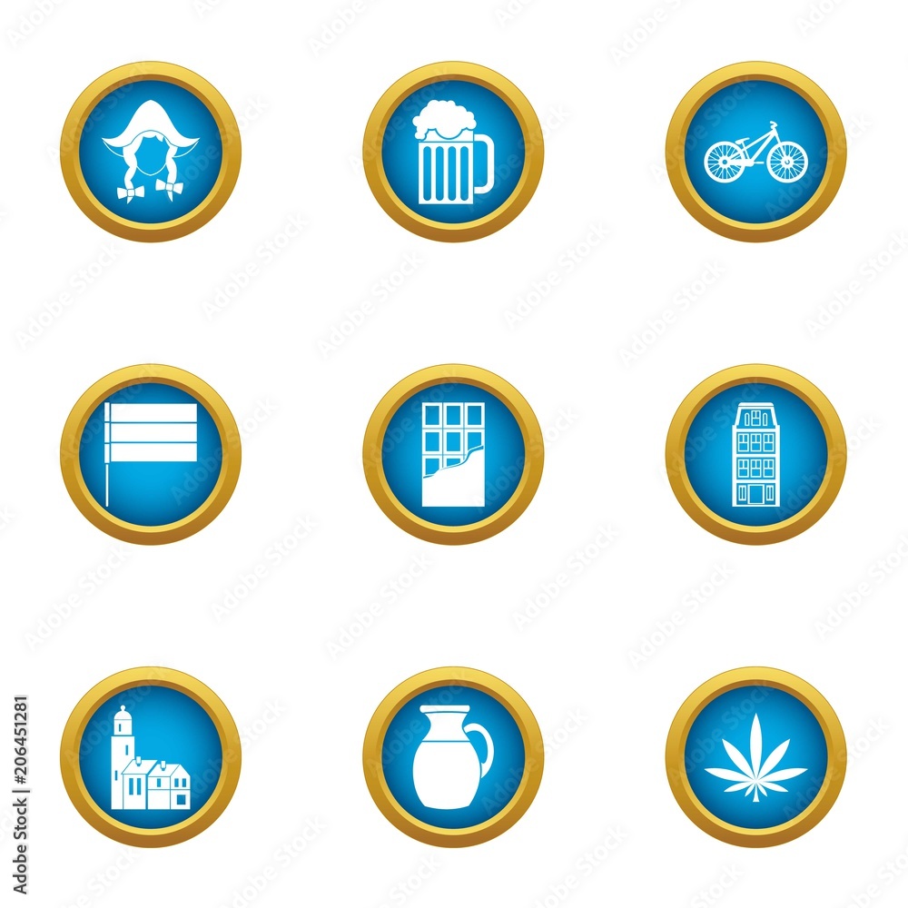 Quiet place icons set. Flat set of 9 quiet place vector icons for web isolated on white background Quiet place icons set. Flat set of 9 quiet place vector icons for web isolated on white background
