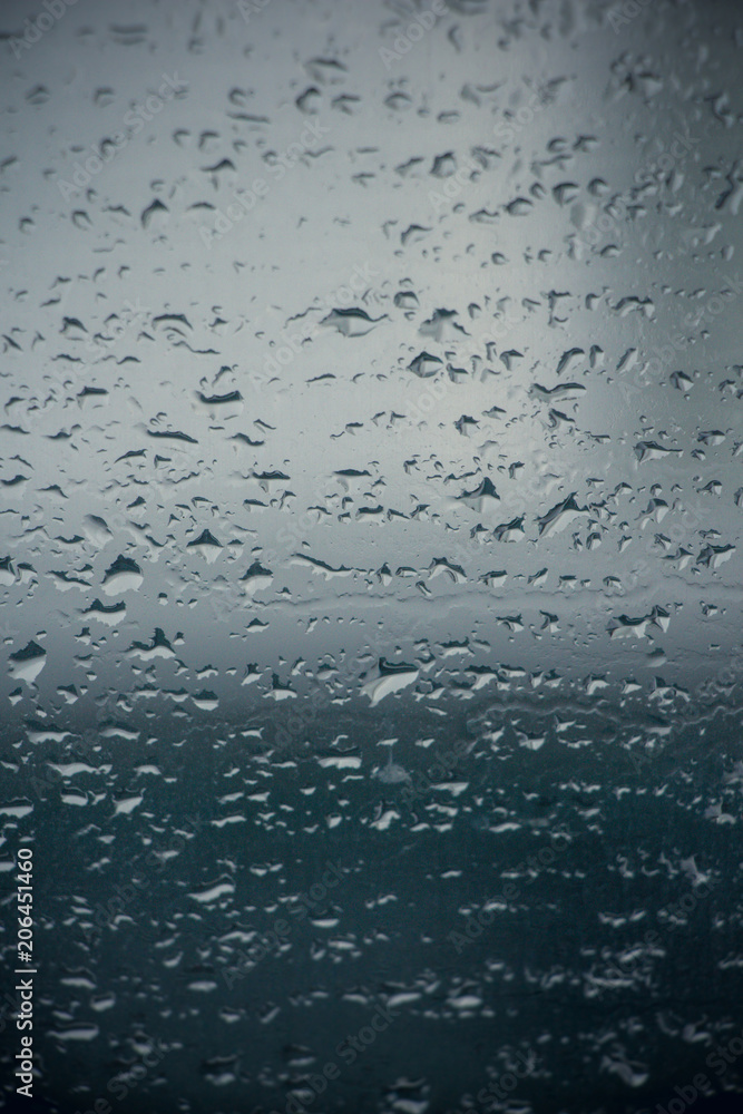 Water drops on the rear window of rain. Water drops on the rear window of rain.