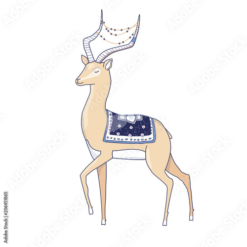 Antilopa character vector clip art fantasy sacred animal of india full horns on white background