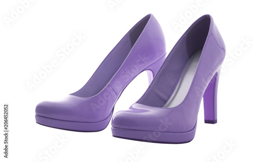 fashion female pink shoes with heels isolated.