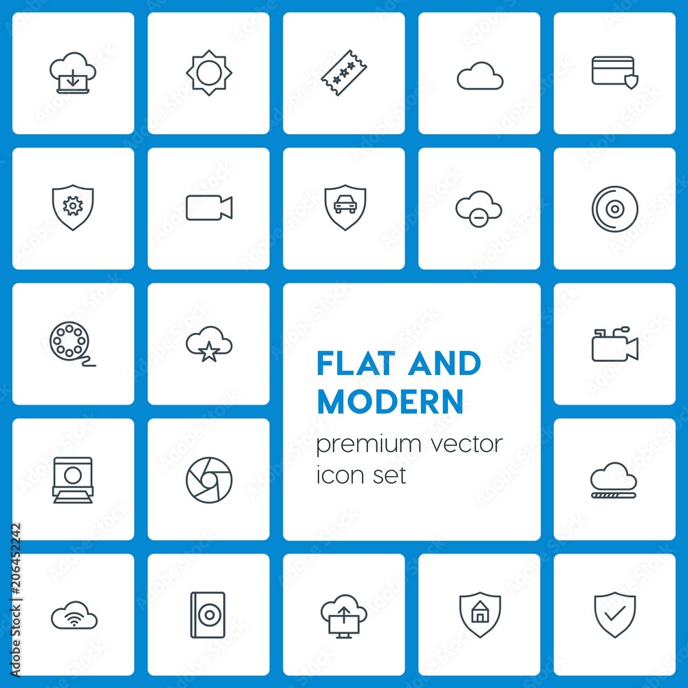 Modern Simple Set of cloud and networking, security, video, photos Vector outline Icons. Contains such Icons as computer, digital, weather and more on dark background. Fully Editable. Pixel Perfect Modern Simple Set of cloud and networking, security, video, photos Vector outline Icons. Contains such Icons as computer, digital, weather and more on dark background. Fully Editable. Pixel Perfect