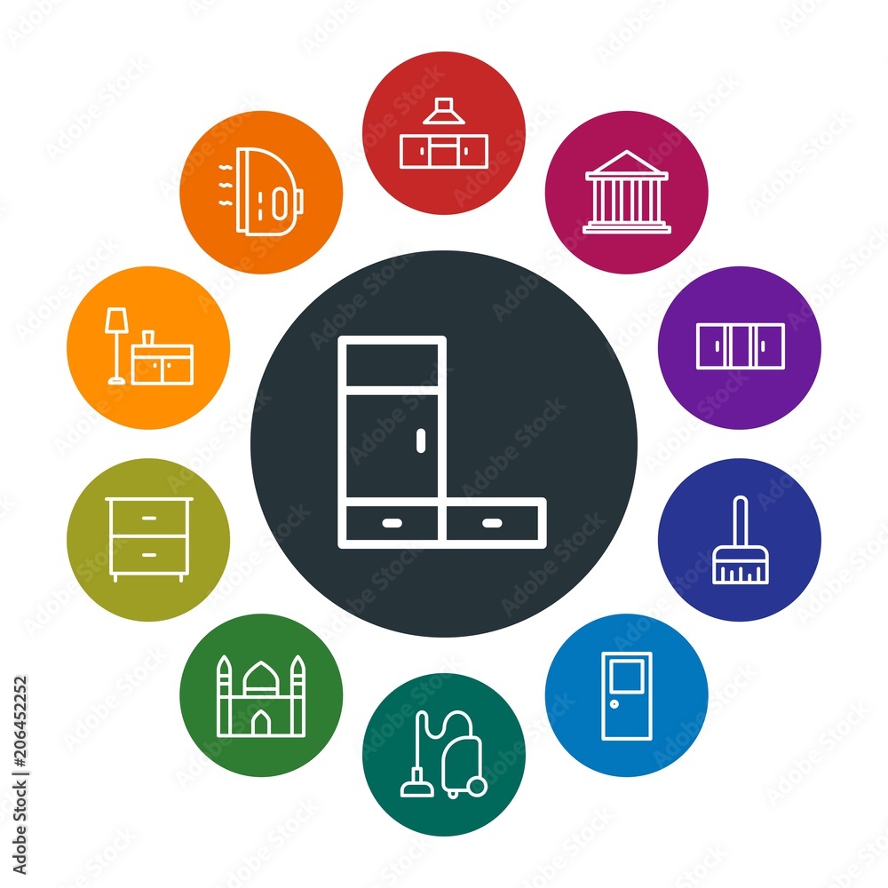 buildings, furniture, housekeeping Infographic Colorful outline Icons Set. Contains such Icons as storage, kitchen, interior, clothes, muslim, glass, home and more. Fully Editable. Pixel Perfect buildings, furniture, housekeeping Infographic Colorful outline Icons Set. Contains such Icons as storage, kitchen, interior, clothes, muslim, glass, home and more. Fully Editable. Pixel Perfect