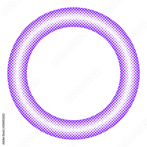 Halftone circle frame vector design element on white background. Halftoned Dots. Optical Illusion of Half Tone.