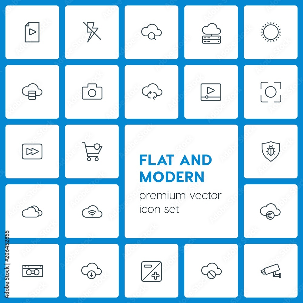 Modern Simple Set of cloud and networking, security, video, photos Vector outline Icons. Contains such Icons as currency, data, document and more on dark background. Fully Editable. Pixel Perfect Modern Simple Set of cloud and networking, security, video, photos Vector outline Icons. Contains such Icons as currency, data, document and more on dark background. Fully Editable. Pixel Perfect