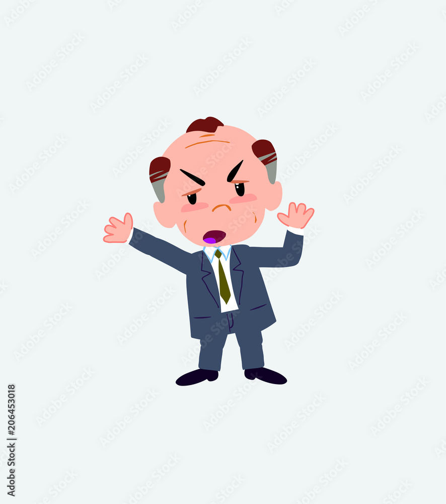 Old businessman argues something with a gesture of discontent. Old businessman argues something with a gesture of discontent.