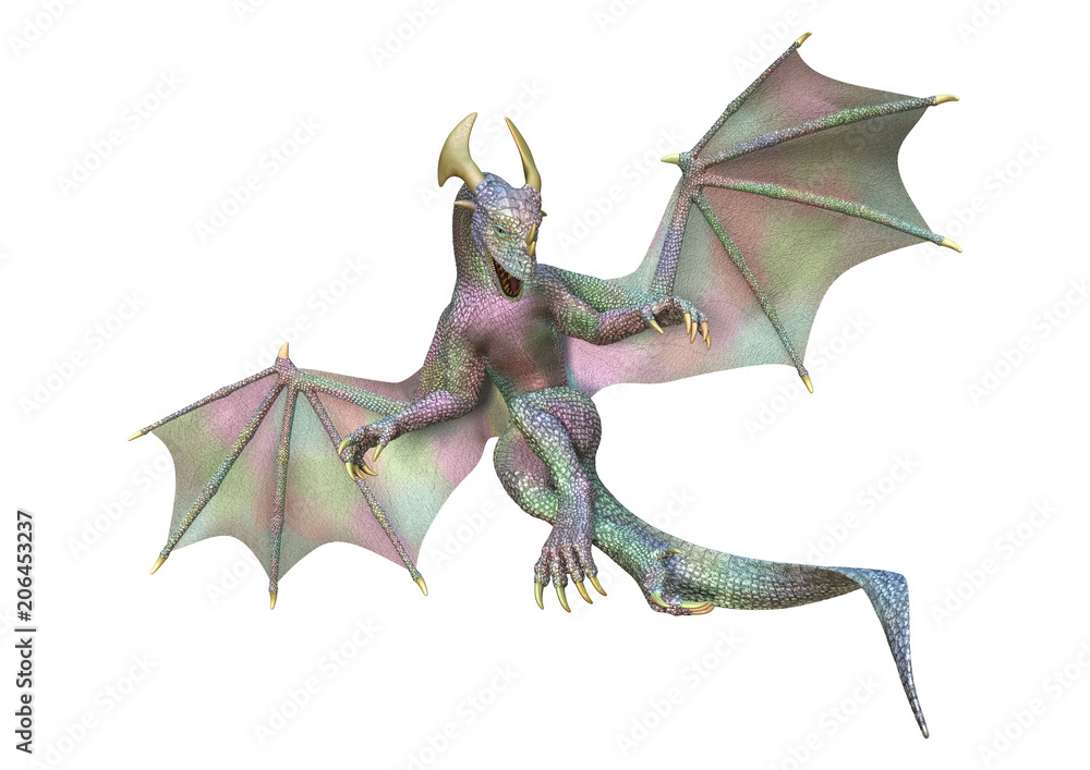 Obraz premium 3D Fantasy Fantasy Dragon na białym tle