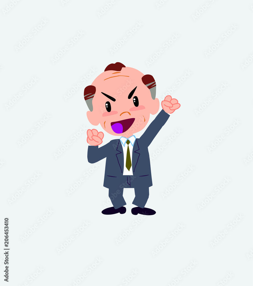Old businessman cheering enthusiastically. Old businessman cheering enthusiastically.