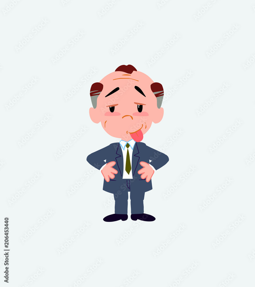 Old businessman in waiting attitude with funny expression. Old businessman in waiting attitude with funny expression.